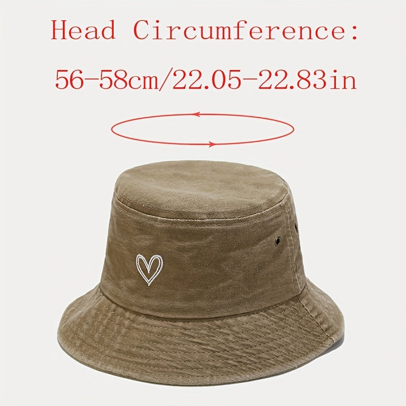 Sunshade Bucket Hat Love Pattern Embroidered Sun Hat