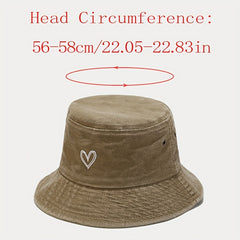 Sunshade Bucket Hat Love Pattern Embroidered Sun Hat
