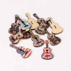 20pcs Mixed Guitar Wooden Sewing Buttons For Clothing Needlework Scrapbooking