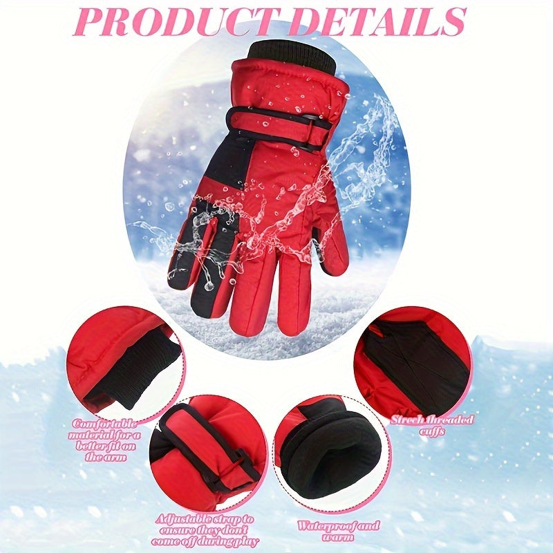 Kids Winter Snow Gloves Waterproof Windproof Warm Gloves