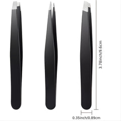 3pcs Stainless Steel Eyebrow Tweezers Set for Hair Removal
