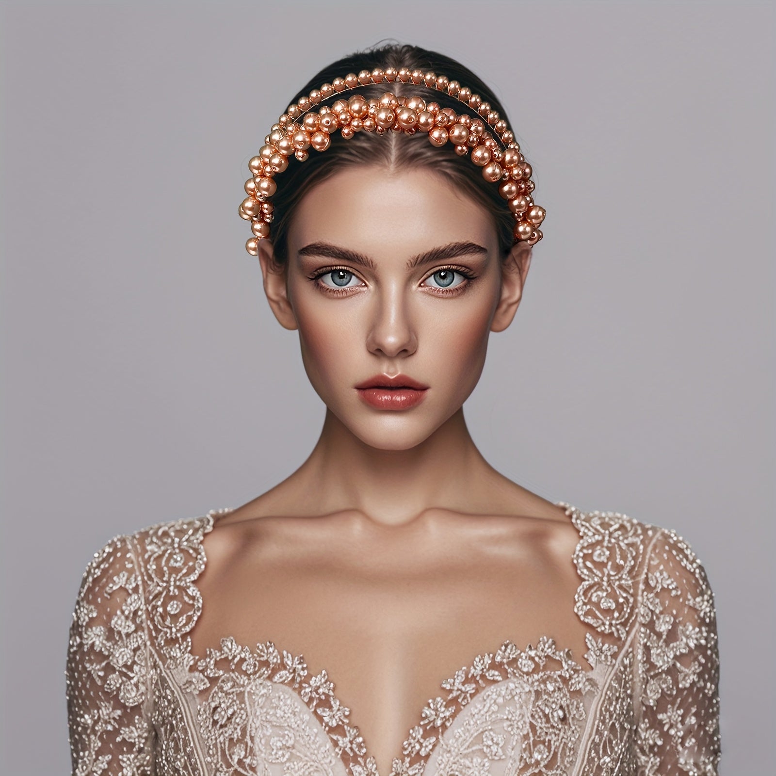 Vintage Inspired Bridal Headband with Pearl & Crystal Accents