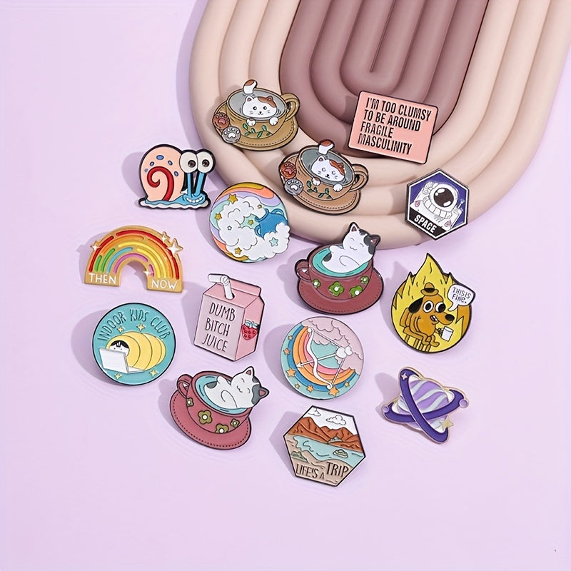 5pcs Random Cartoon Animal Brooches for Clothing and Bag Accessories