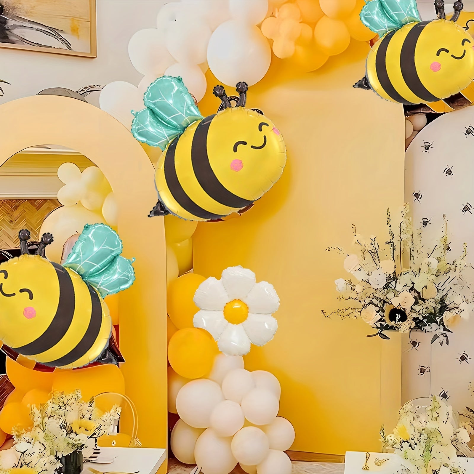 Yellow Bee Balloon Garland Kit for Sunflower Themed Party