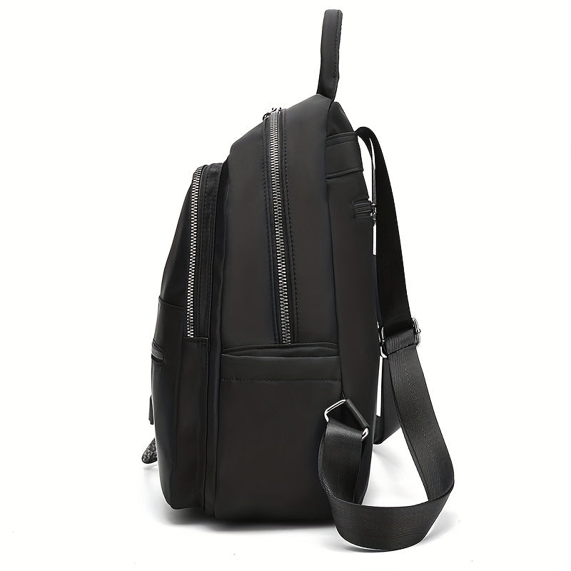 Nylon Backpack Zipper Front Travel Daypack Casual Student Schoolbag