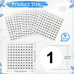 50 Vinyl Running Number Stickers Small Round Labels for Storage Organization