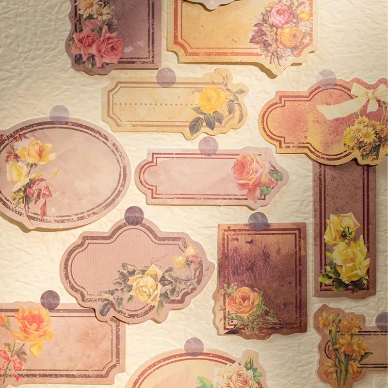 Retro Flower Label Sticker Package Garden Memo Series Plant Flower Notebook