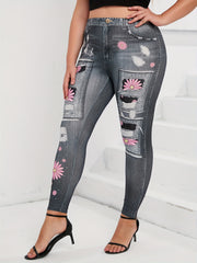  Women's Floral & Denim Print Leggings