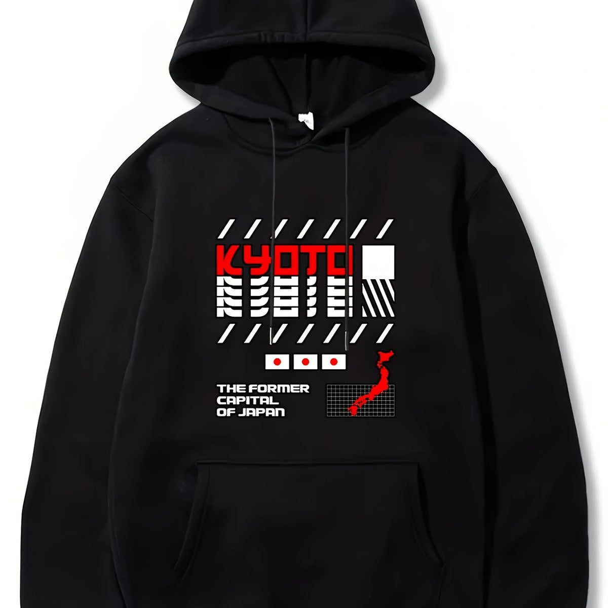Japan Flag Print Men's Hooded Sweatshirt for Autumn Winter