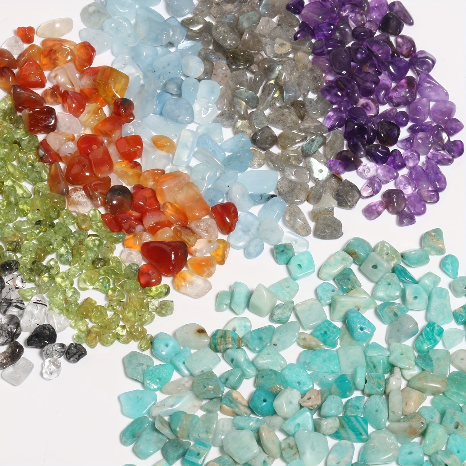 Natural Stone Irregular Gravel Chips Beads - Amazonite Garnet