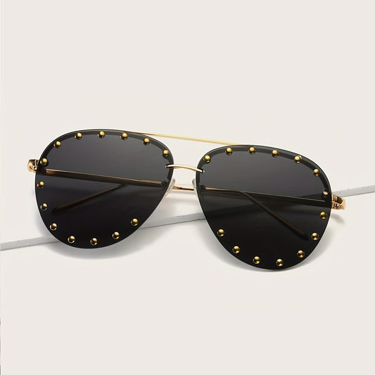 Men's Aviator Studded Metal Sunglasses