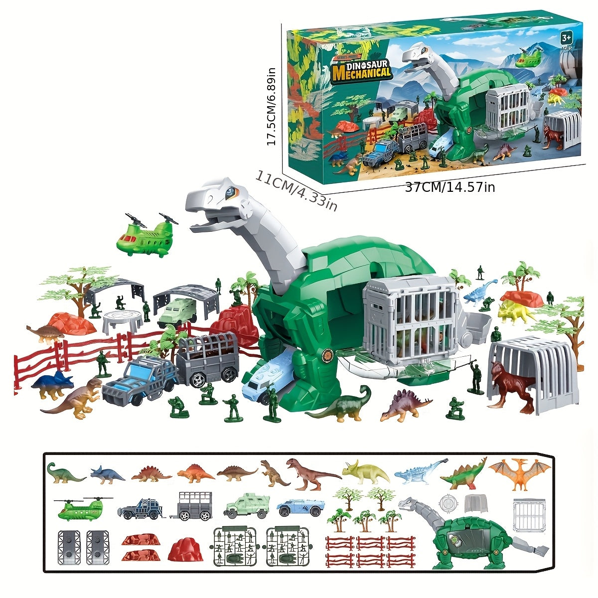 Interactive Dino Toy Set with Helicopter & Dinosaur Models
