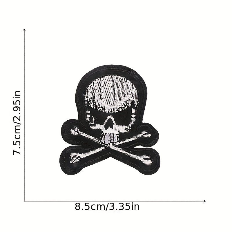 9pcs Skull Iron On Patches Sew On Embroidered Applique Repair Patch DIY Crafts