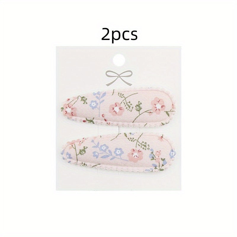 2pcs Embroidered Flower Hair Clips Sweet Hair Accessories