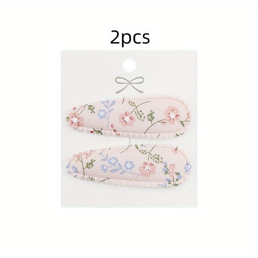2pcs Embroidered Flower Hair Clips Sweet Hair Accessories