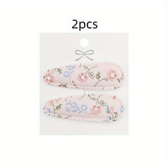 2pcs Embroidered Flower Hair Clips Sweet Hair Accessories