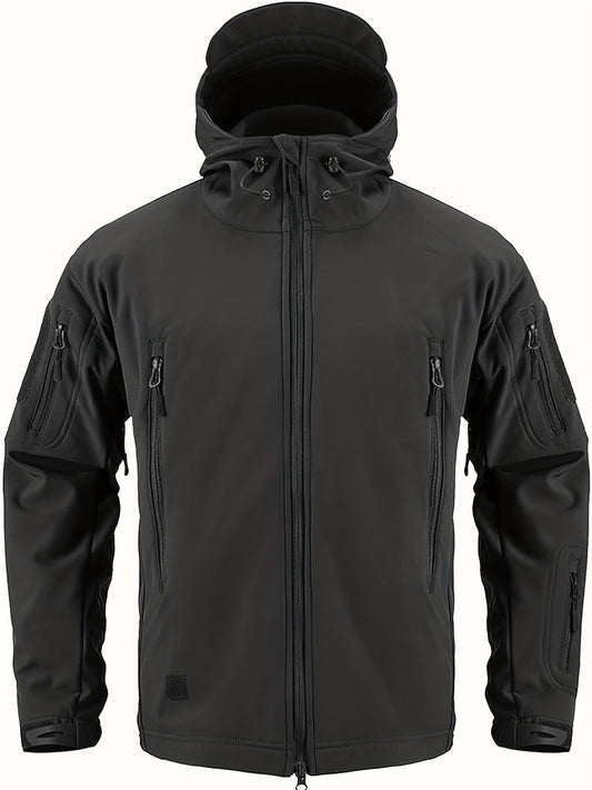 Men's Waterproof Hooded Tactical Jacket Windproof Warm Zip Pocket Jacket