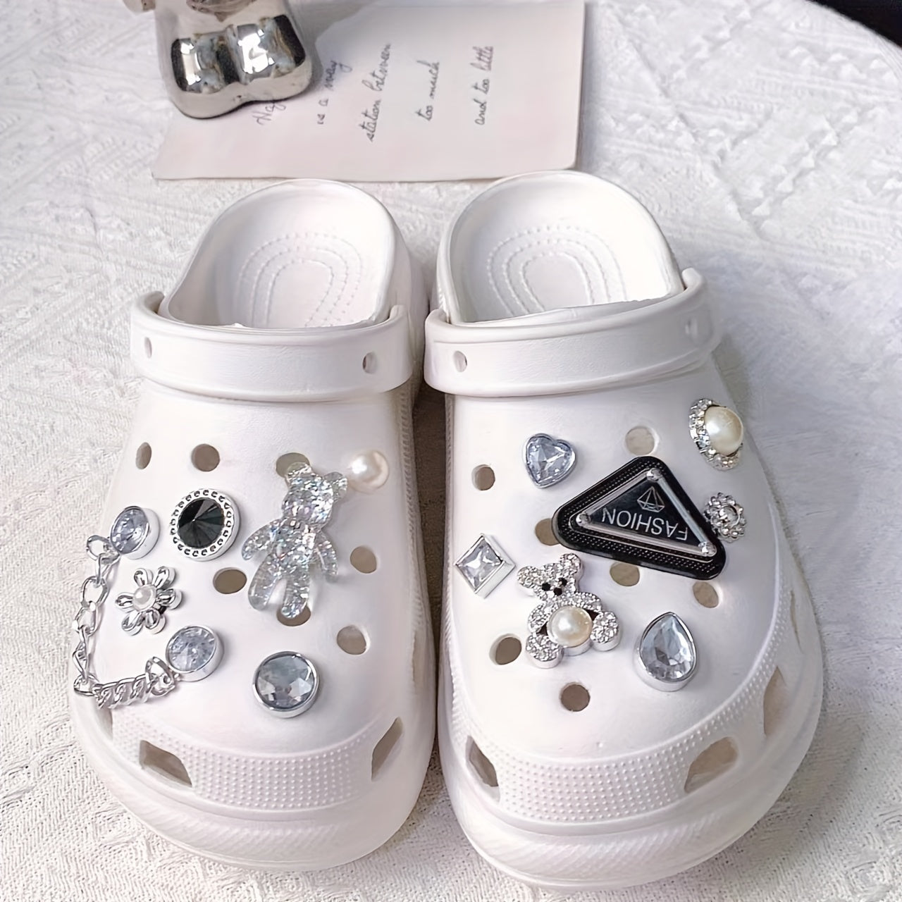 13pcs Shoe Decorations Bear Diamond Triangle Pearl for Kids