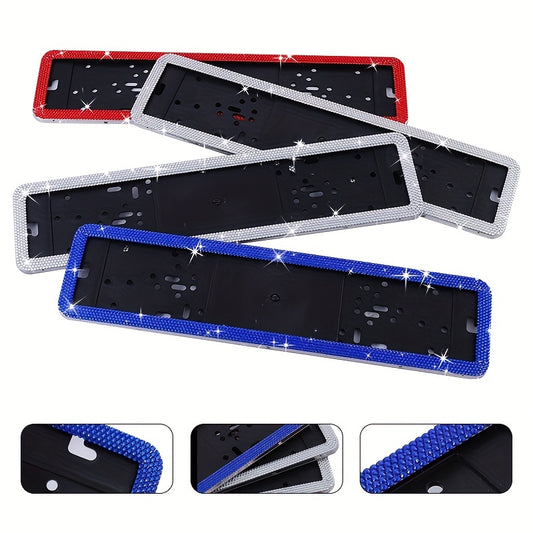 European Standard Plate Frame Stainless Steel Glass Rhinestones Point Drill