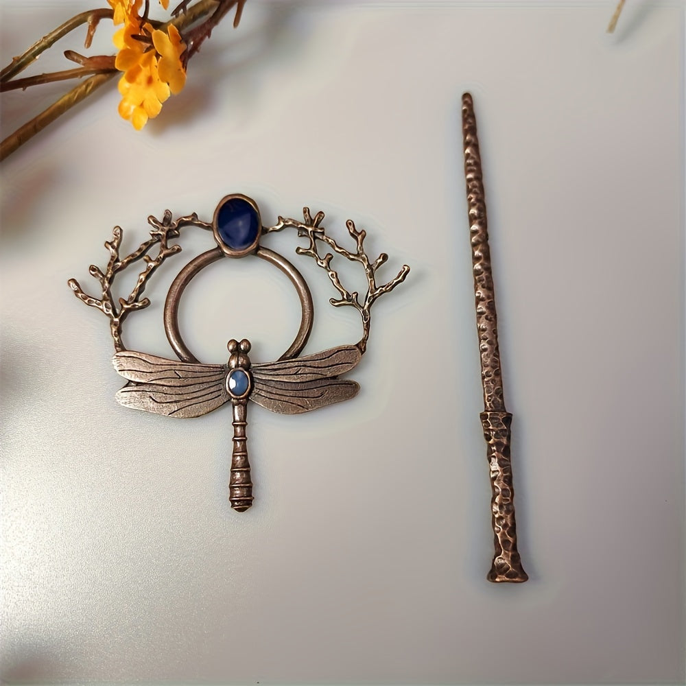 Boho Dragonfly Moonstone Hairpin - Party Accessory