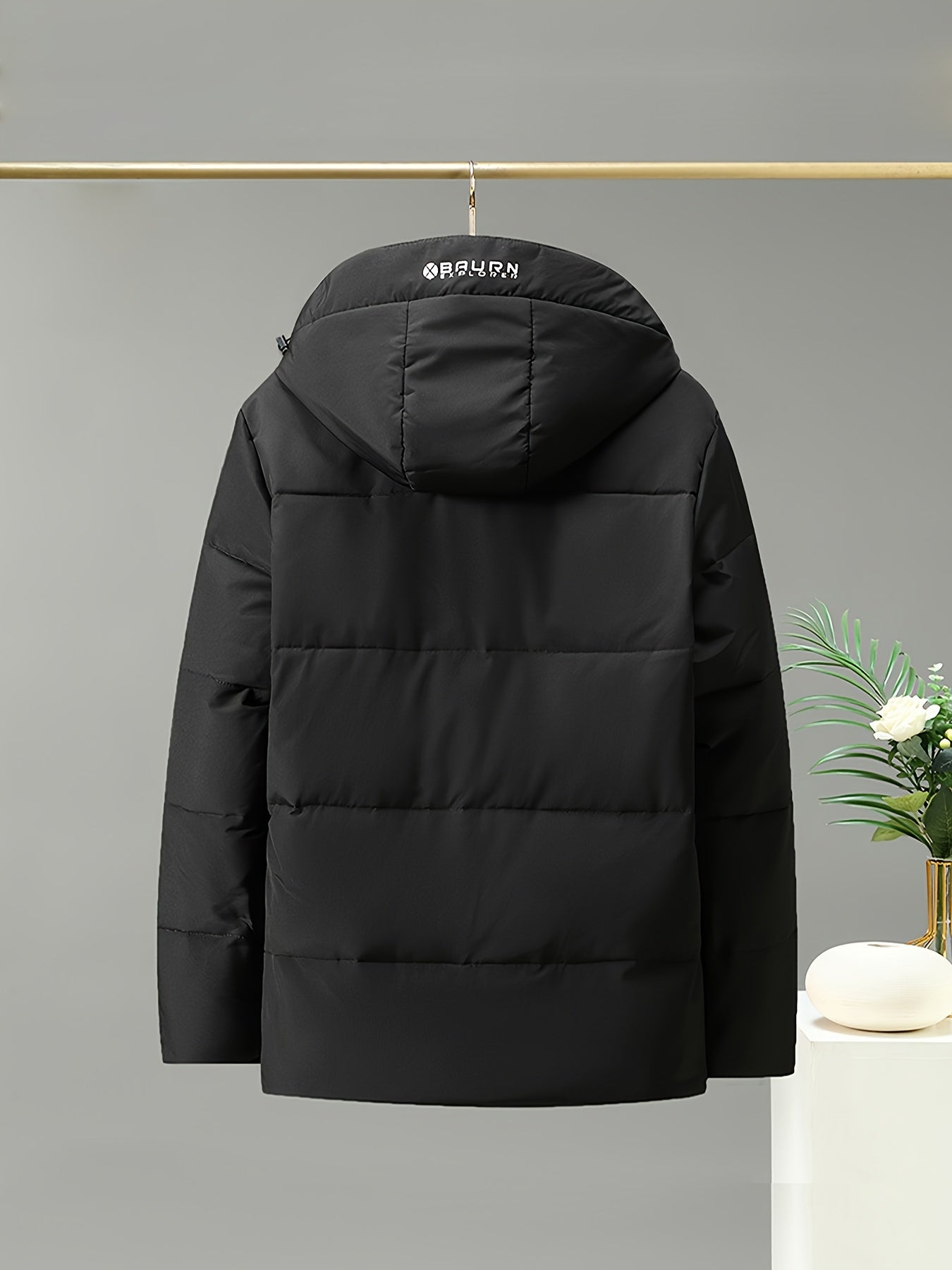 Men's Padded Hooded Coat Warm Windproof Jacket Winter