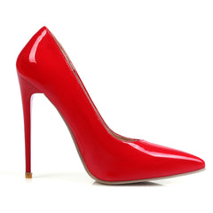 Women's Red Pointed Toe High Heels Slip On Stiletto Heels