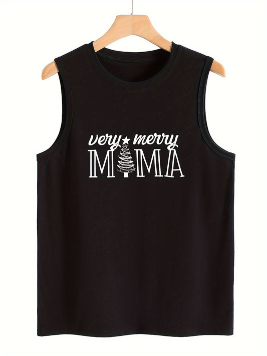 Christmas Tree & Letter Pattern Stretchy Sports Vest