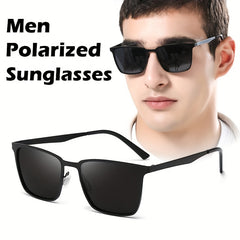 Men's Polarized Square Frame Sunglasses UV400 with Case