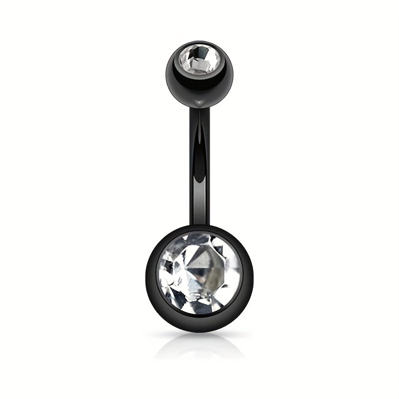 14GA Titanium Steel Double CZ Barbell Belly Button Ring