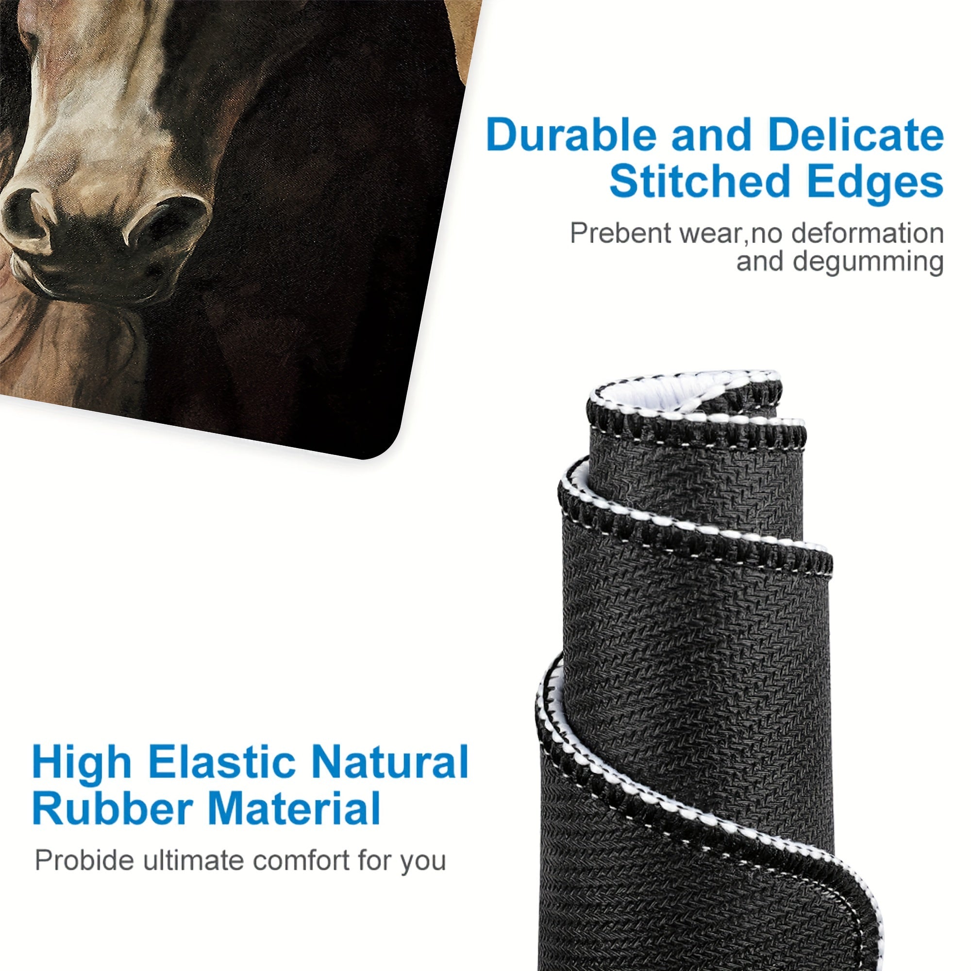 Yellow Sand Horse Pattern Printed Mouse Pad Anti slip Rubber Base