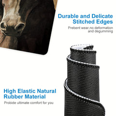 Yellow Sand Horse Pattern Printed Mouse Pad Anti slip Rubber Base