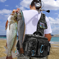 Fishing Backpack Tackle Sling Bag with Rod Holder