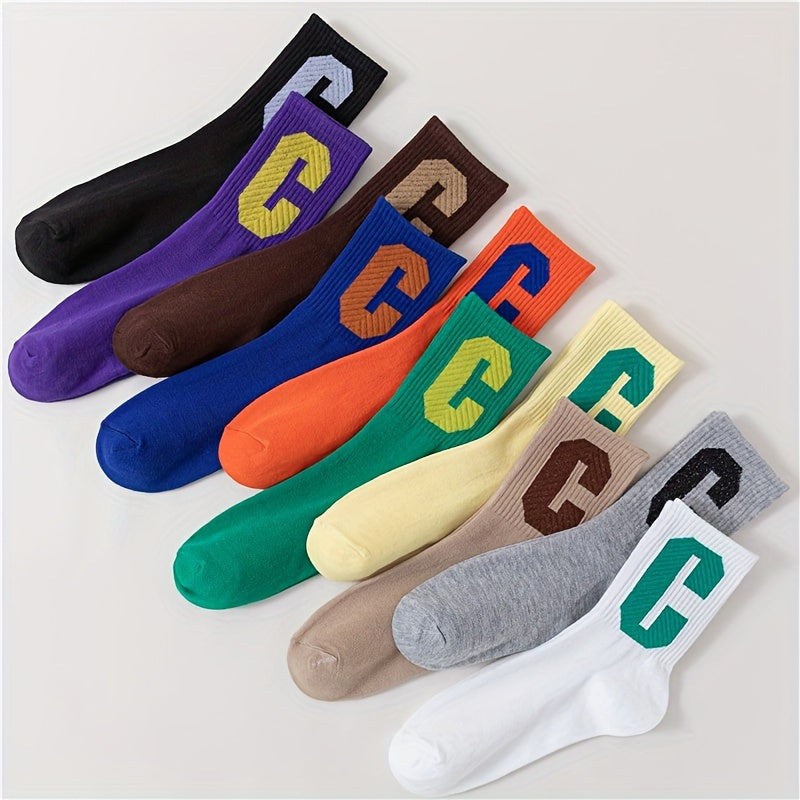 10 Pairs Letter Print Socks Women's Stockings
