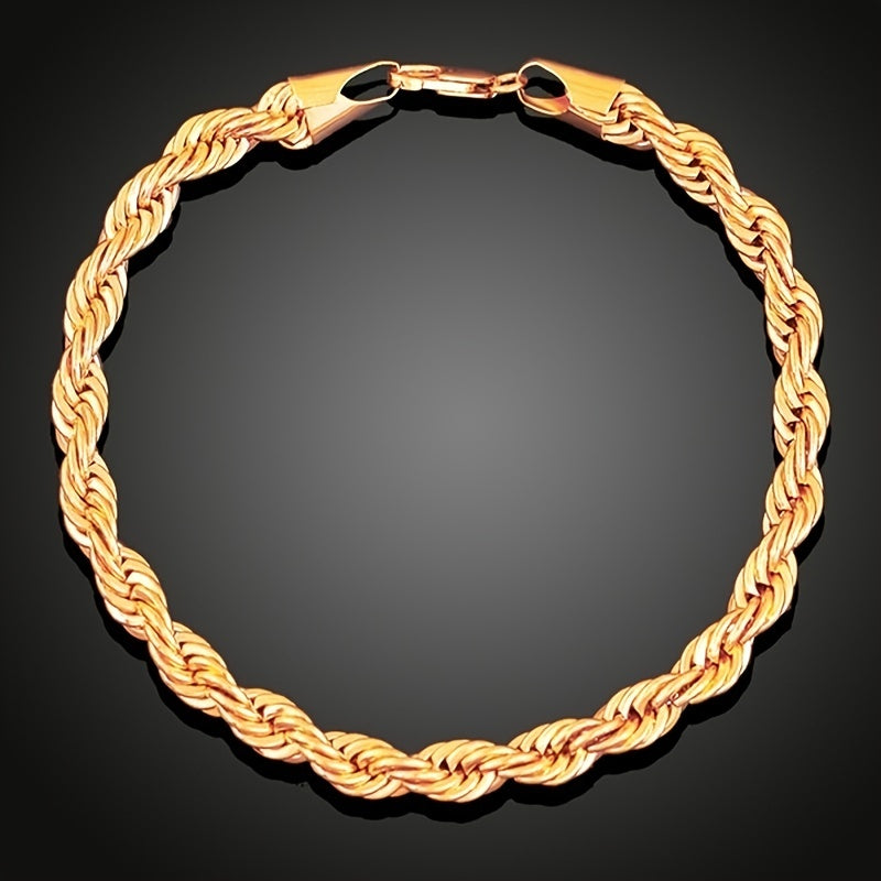 Golden Plated Silver Twist Necklace Bracelet Set