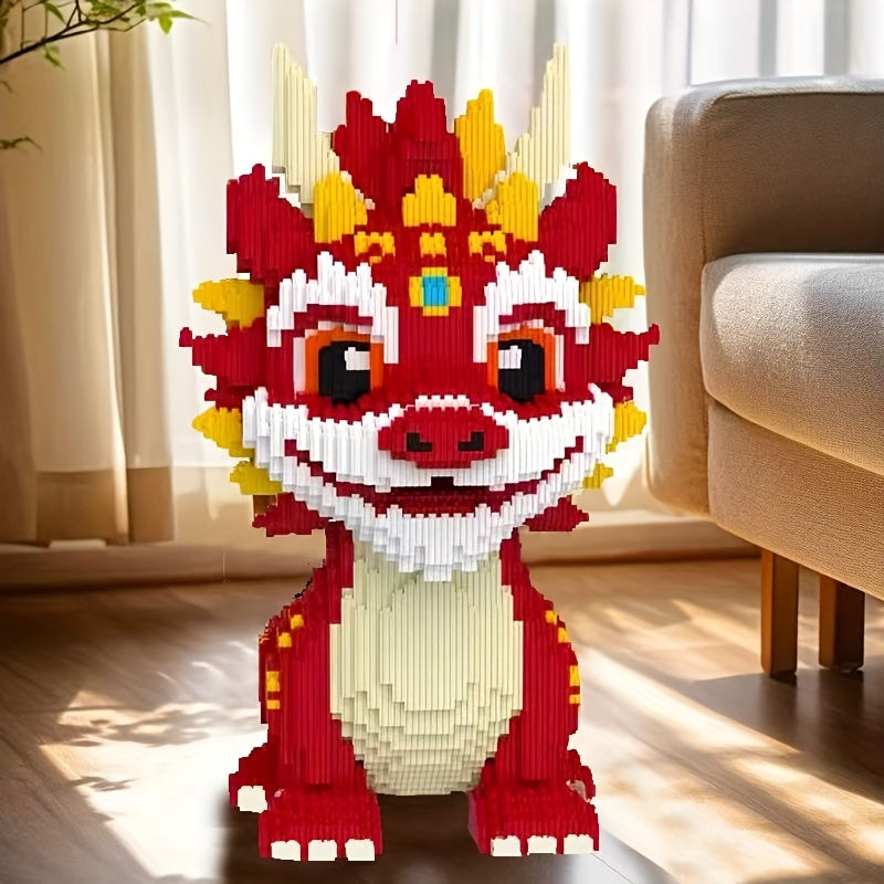 8120pcs Red Kylin Dragon Building Kit Colorful Animal Model Craft Set