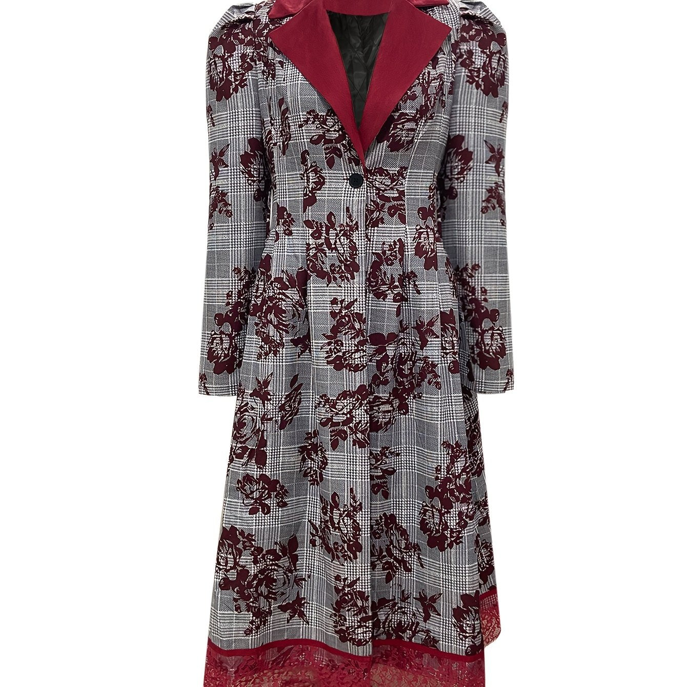 Vintage Lace Button Front Coat Long Sleeve Outerwear