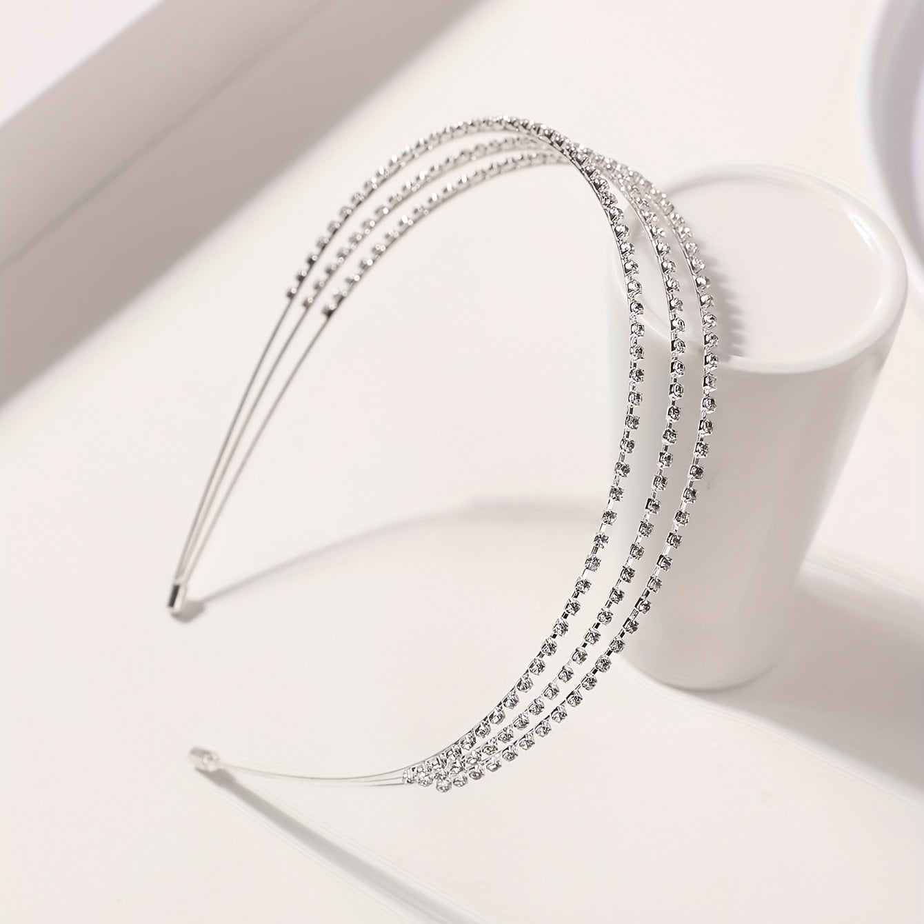 Three Layered Rhinestone Headband Metal Headdress for Wedding