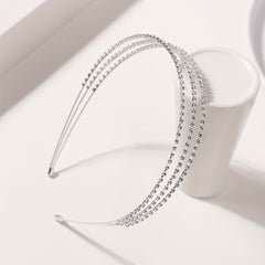Three Layered Rhinestone Headband Metal Headdress for Wedding