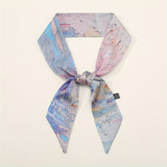 Skinny Scarf Oil Painting Print Long Ribbon Neckerchief Women Casual Necktie