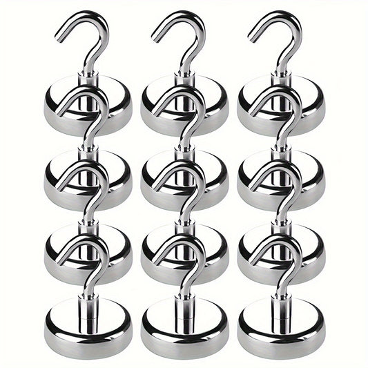 10pcs Stainless Steel Magnetic Wall Hooks Heavy Duty Hooks For Hanging Punch