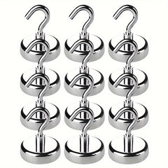 10pcs Stainless Steel Magnetic Wall Hooks Heavy Duty Hooks For Hanging Punch
