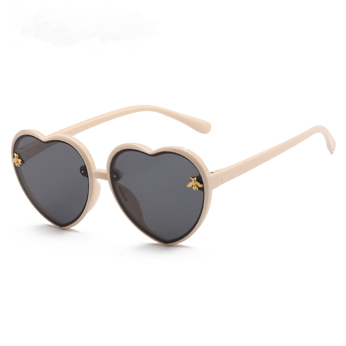 Girls Heart Shaped Sunglasses with Little Bee Decor