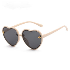 Girls Heart Shaped Sunglasses with Little Bee Decor