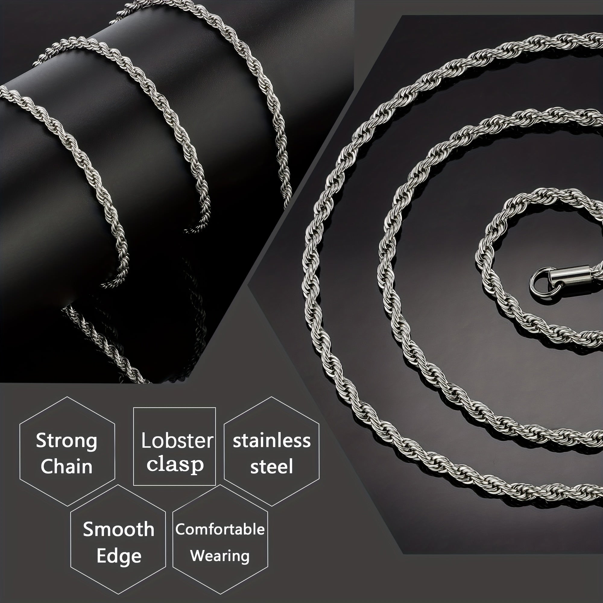 Hip Hop Spiral Chain Necklace Stainless Steel Vintage Necklace For Men