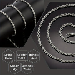 Hip Hop Spiral Chain Necklace Stainless Steel Vintage Necklace For Men