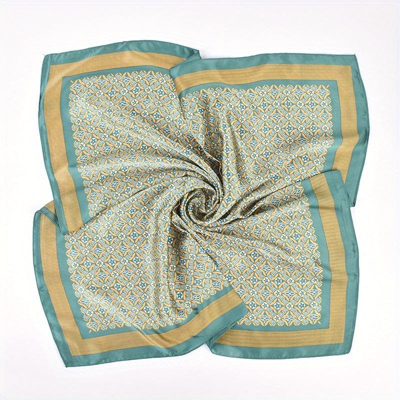 Geometric Floral Bandana Silk Scarf Solid Satin Shawl Neckerchief