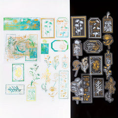 30PCS Vintage Plant Flower Stamping DIY Stickers