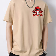 Skull Pattern Print Men's Graphic Crew Neck Active T-shirt
