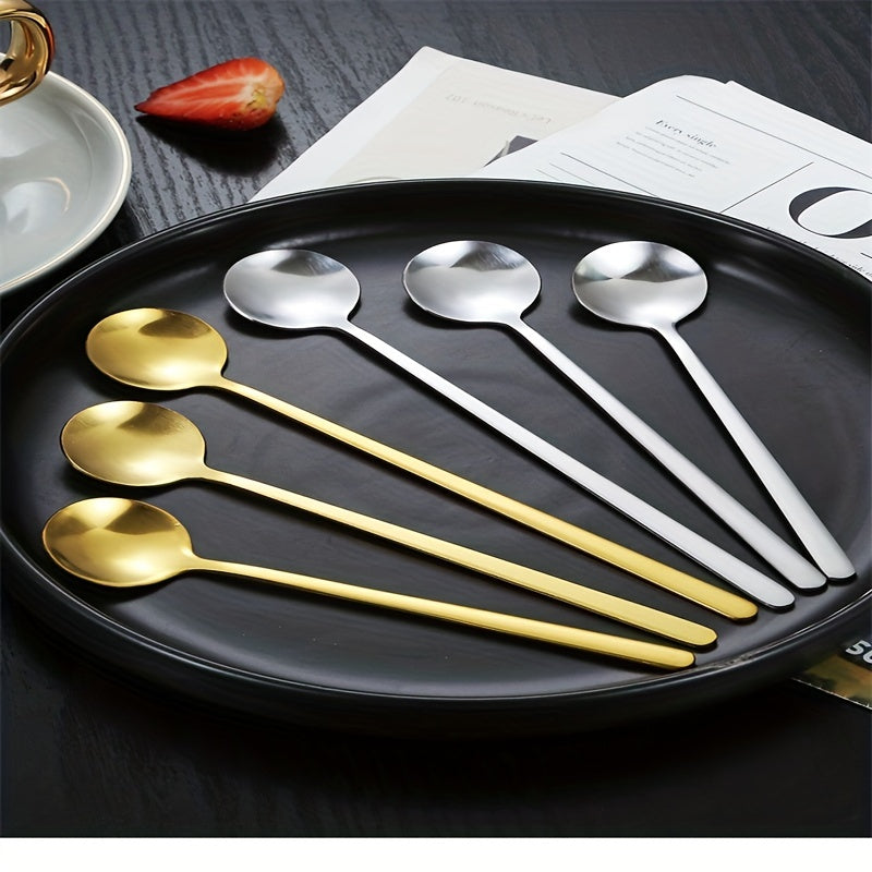 3pcs Stainless Steel Dessert Spoon Modern Stirring Spoon Reusable
