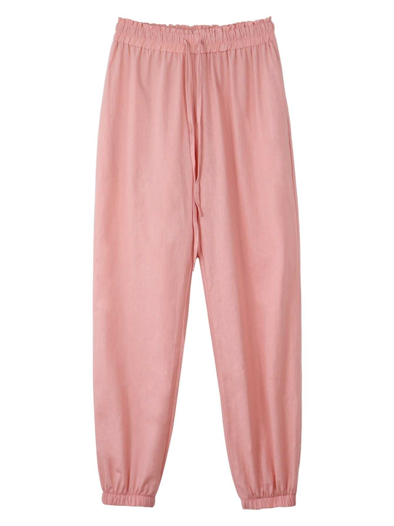 Solid Elastic Waist Cropped Pant Loose Comfy Summer Pants
